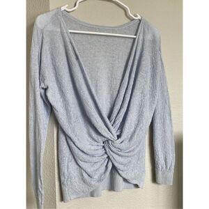 Blue 77 Sisters Linen Sweater Top with Twist V Back
